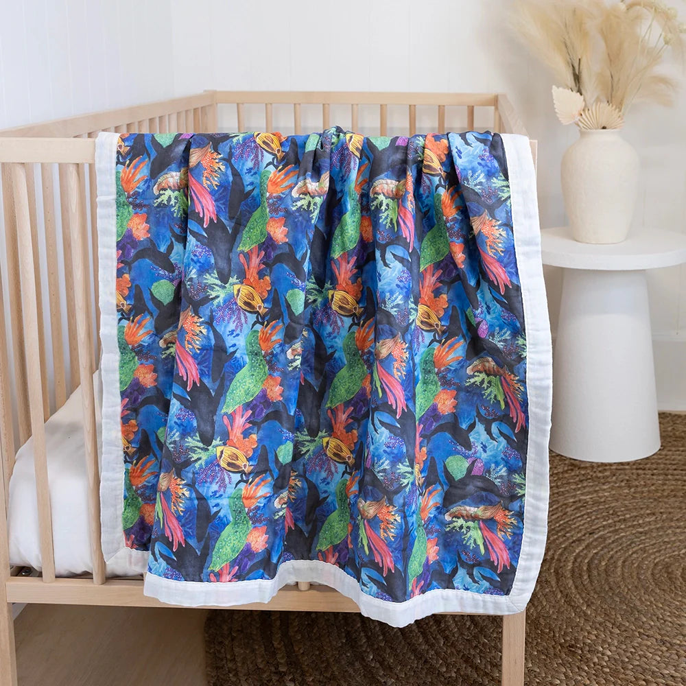 Sea Garden Baby Bassinet Blanket
