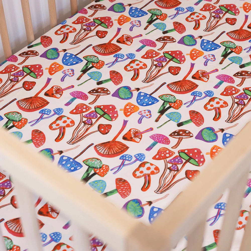 Tiny Toadstools Fitted Cot Sheet