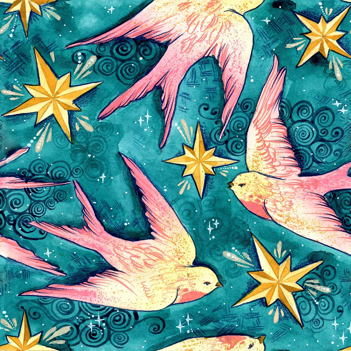 Star Swallows Single Fitted Sheet