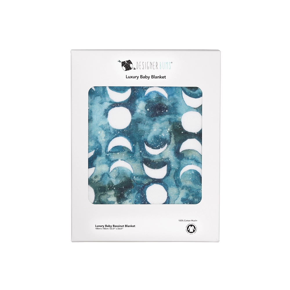 Transformative Teal Moon Baby Bassinet Blanket