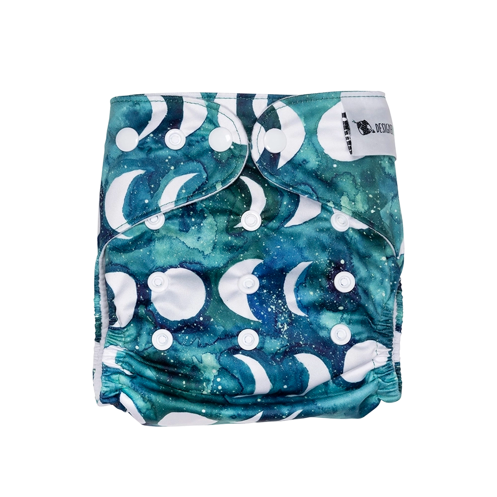 Transformative Teal Moon Reusable Cloth Nappy