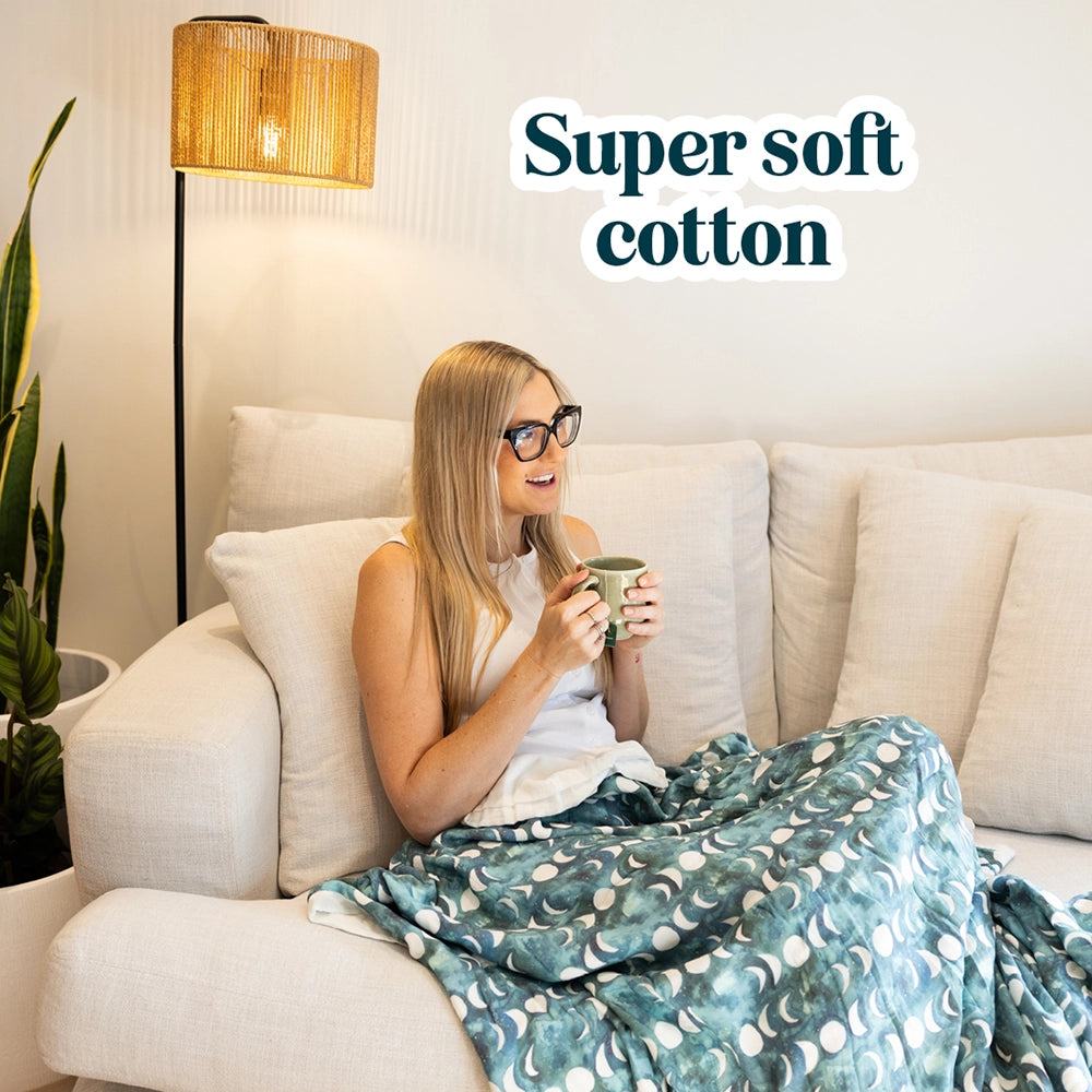Transformative Teal Moon Single Blanket