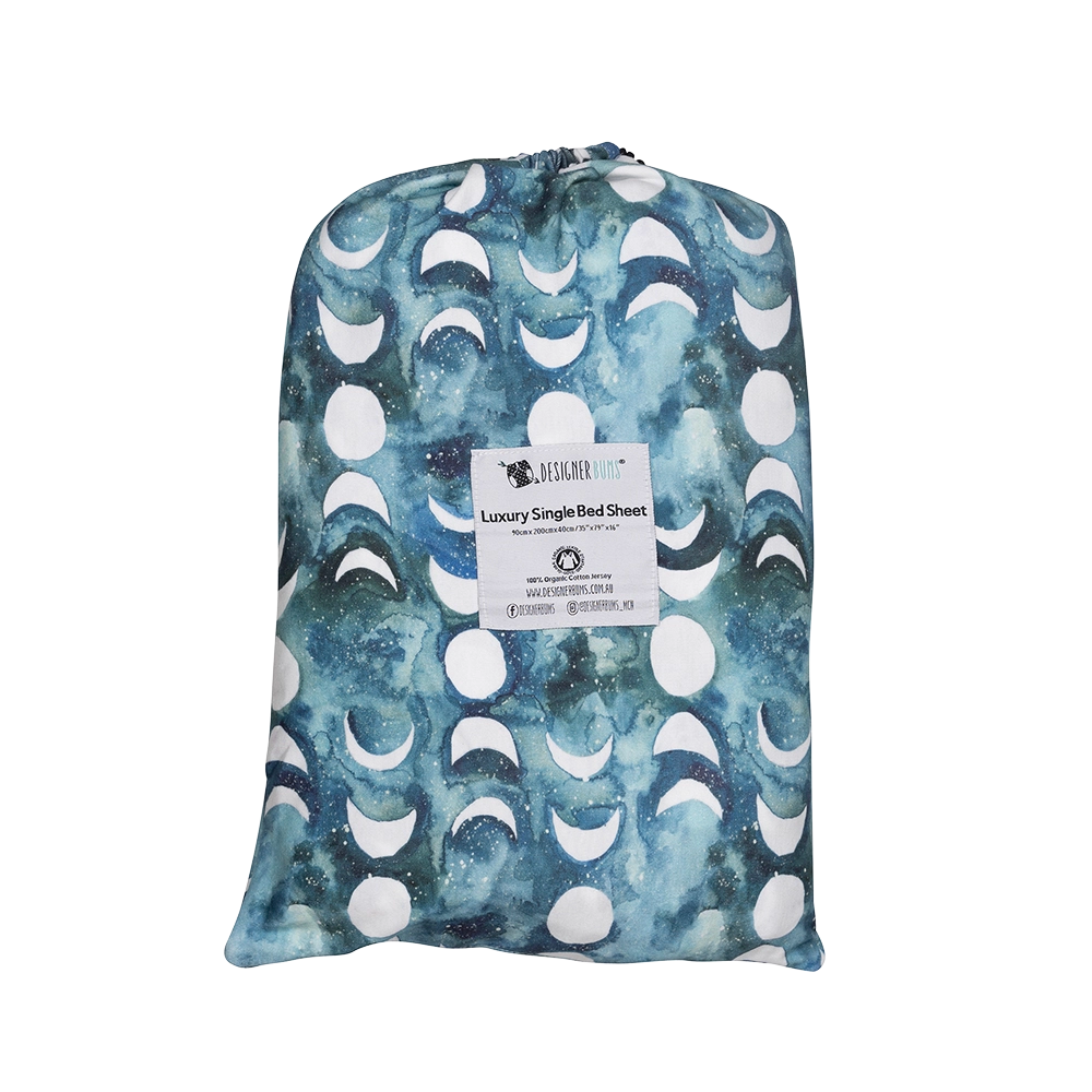 Transformative Teal Moon Single Fitted Sheet